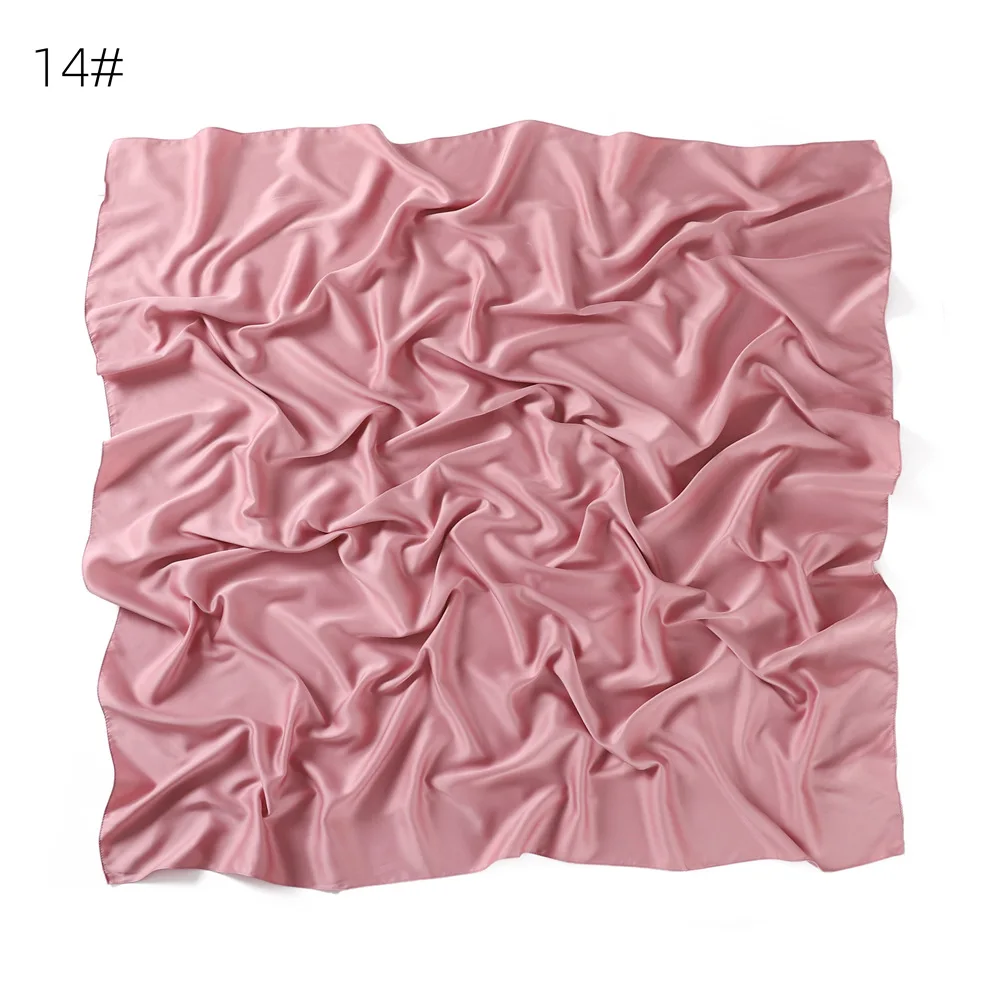 110*110CM Satin Silk Square Scarf For Women Muslim Hijab Shawl Headscarf Solid Headband Islamic Turban Bandana Bufandas Foulard