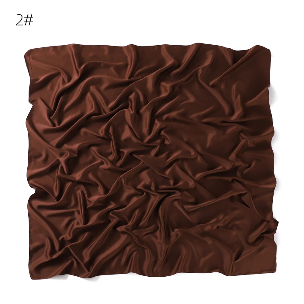 110*110CM Satin Silk Square Scarf For Women Muslim Hijab Shawl Headscarf Solid Headband Islamic Turban Bandana Bufandas Foulard