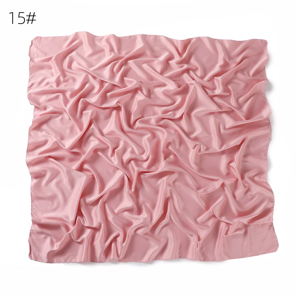 110*110CM Satin Silk Square Scarf For Women Muslim Hijab Shawl Headscarf Solid Headband Islamic Turban Bandana Bufandas Foulard