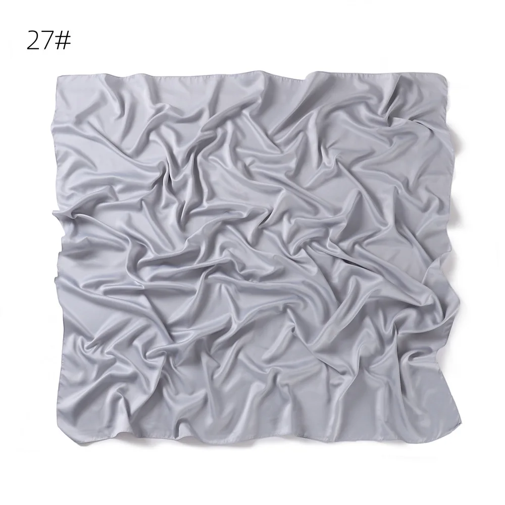 110*110CM Satin Silk Square Scarf For Women Muslim Hijab Shawl Headscarf Solid Headband Islamic Turban Bandana Bufandas Foulard