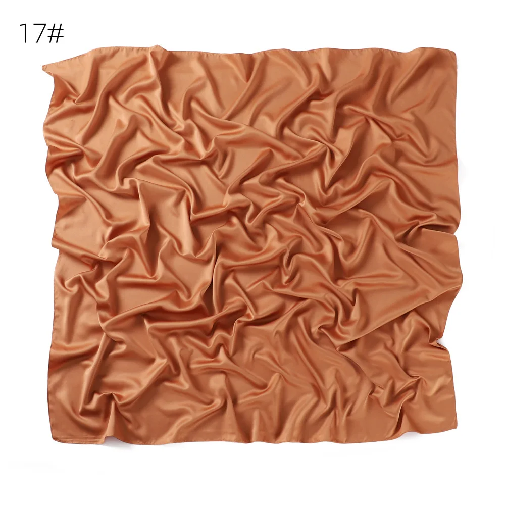 110*110CM Satin Silk Square Scarf For Women Muslim Hijab Shawl Headscarf Solid Headband Islamic Turban Bandana Bufandas Foulard