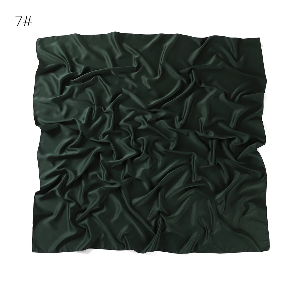 110*110CM Satin Silk Square Scarf For Women Muslim Hijab Shawl Headscarf Solid Headband Islamic Turban Bandana Bufandas Foulard