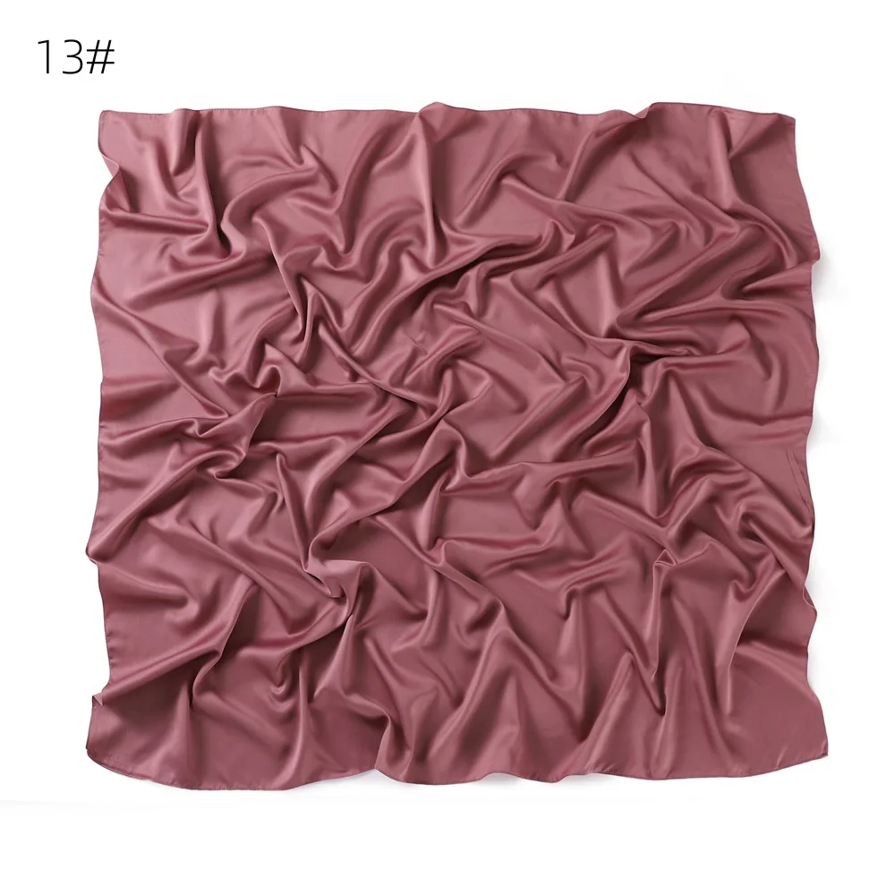 110*110CM Satin Silk Square Scarf For Women Muslim Hijab Shawl Headscarf Solid Headband Islamic Turban Bandana Bufandas Foulard