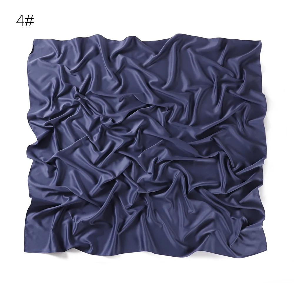 110*110CM Satin Silk Square Scarf For Women Muslim Hijab Shawl Headscarf Solid Headband Islamic Turban Bandana Bufandas Foulard