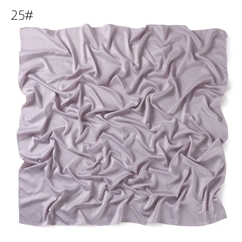110*110CM Satin Silk Square Scarf For Women Muslim Hijab Shawl Headscarf Solid Headband Islamic Turban Bandana Bufandas Foulard