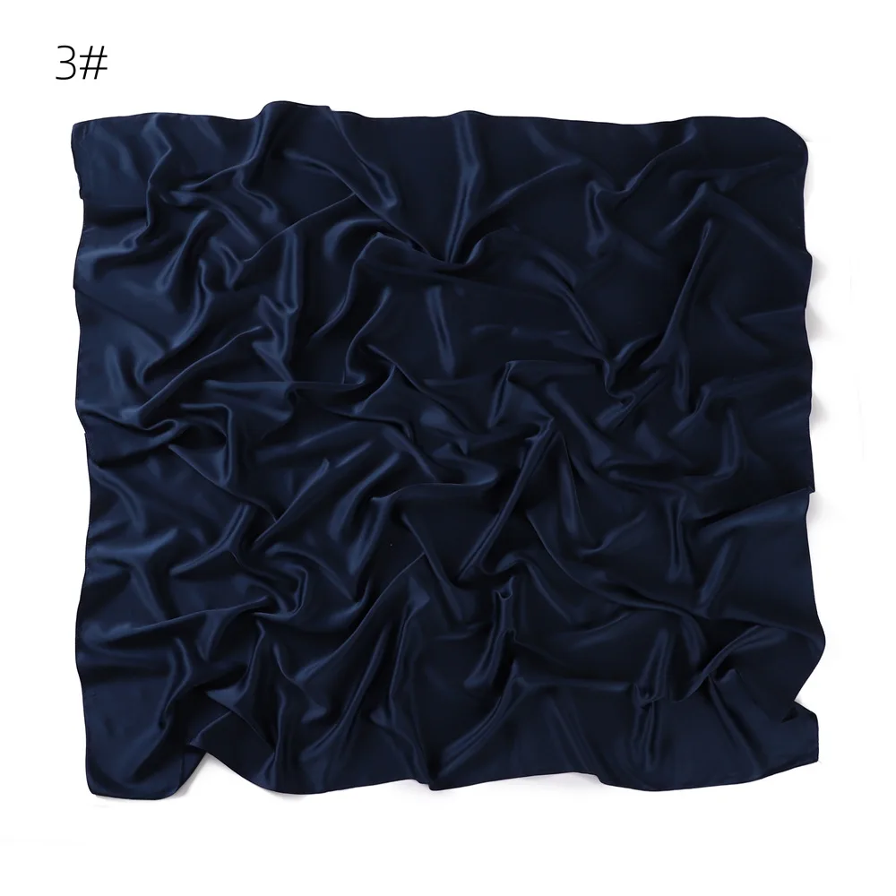 110*110CM Satin Silk Square Scarf For Women Muslim Hijab Shawl Headscarf Solid Headband Islamic Turban Bandana Bufandas Foulard