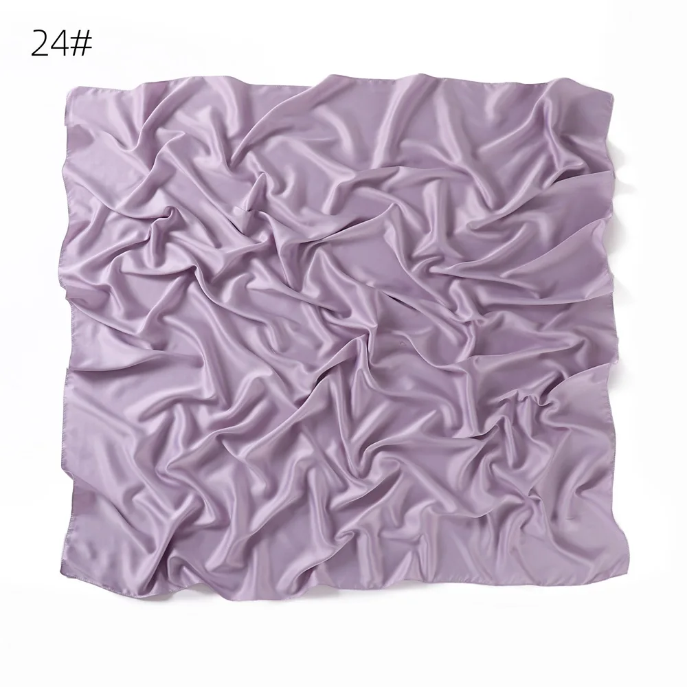 110*110CM Satin Silk Square Scarf For Women Muslim Hijab Shawl Headscarf Solid Headband Islamic Turban Bandana Bufandas Foulard