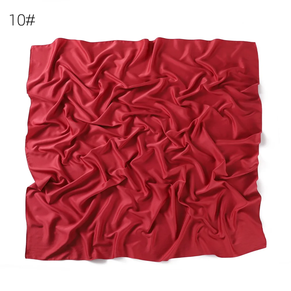 110*110CM Satin Silk Square Scarf For Women Muslim Hijab Shawl Headscarf Solid Headband Islamic Turban Bandana Bufandas Foulard