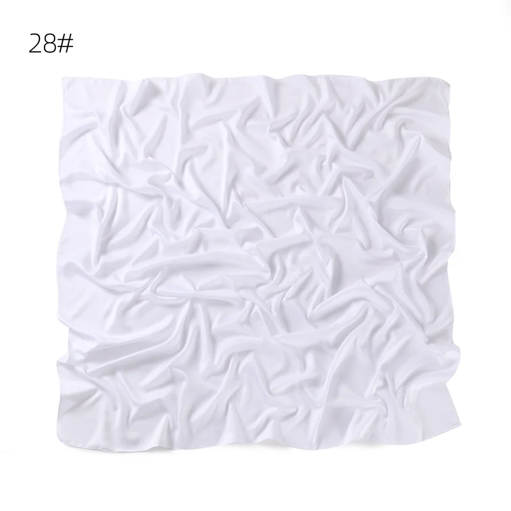 110*110CM Satin Silk Square Scarf For Women Muslim Hijab Shawl Headscarf Solid Headband Islamic Turban Bandana Bufandas Foulard