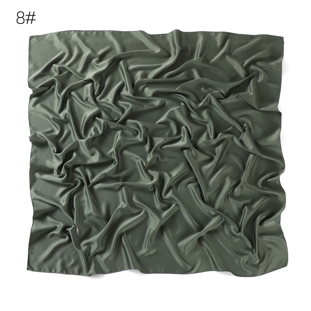 110*110CM Satin Silk Square Scarf For Women Muslim Hijab Shawl Headscarf Solid Headband Islamic Turban Bandana Bufandas Foulard