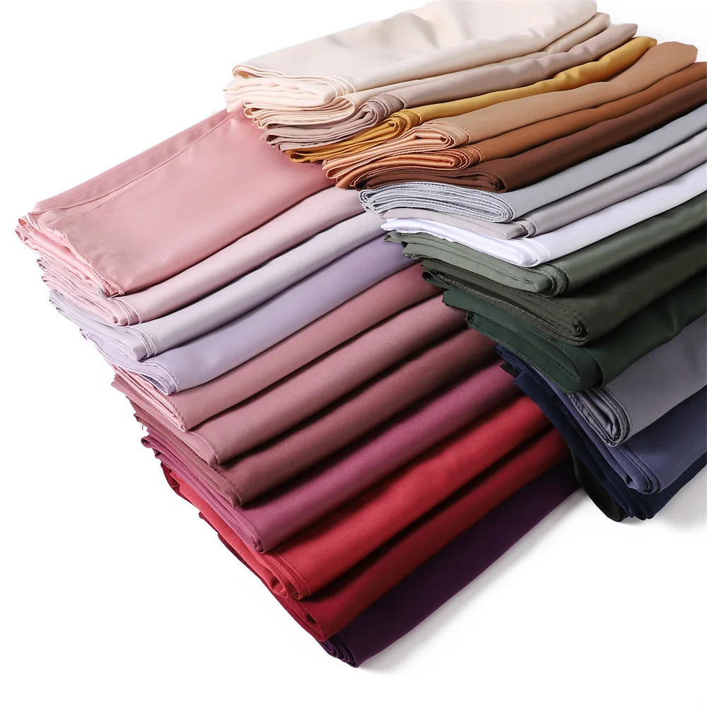 110*110CM Satin Silk Square Scarf For Women Muslim Hijab Shawl Headscarf Solid Headband Islamic Turban Bandana Bufandas Foulard