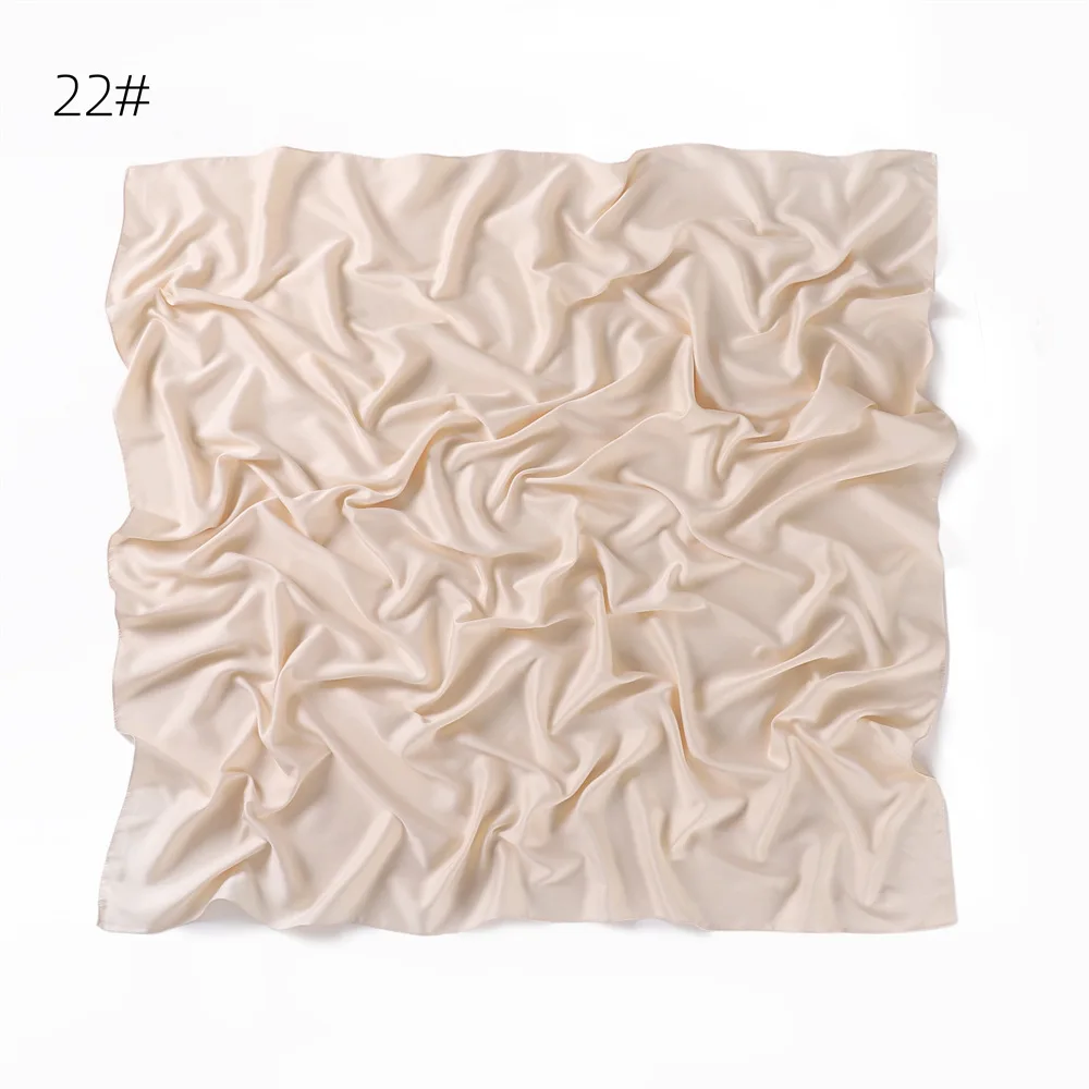 110*110CM Satin Silk Square Scarf For Women Muslim Hijab Shawl Headscarf Solid Headband Islamic Turban Bandana Bufandas Foulard
