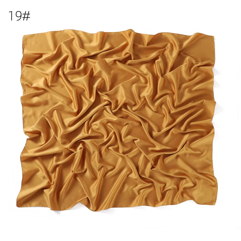 110*110CM Satin Silk Square Scarf For Women Muslim Hijab Shawl Headscarf Solid Headband Islamic Turban Bandana Bufandas Foulard