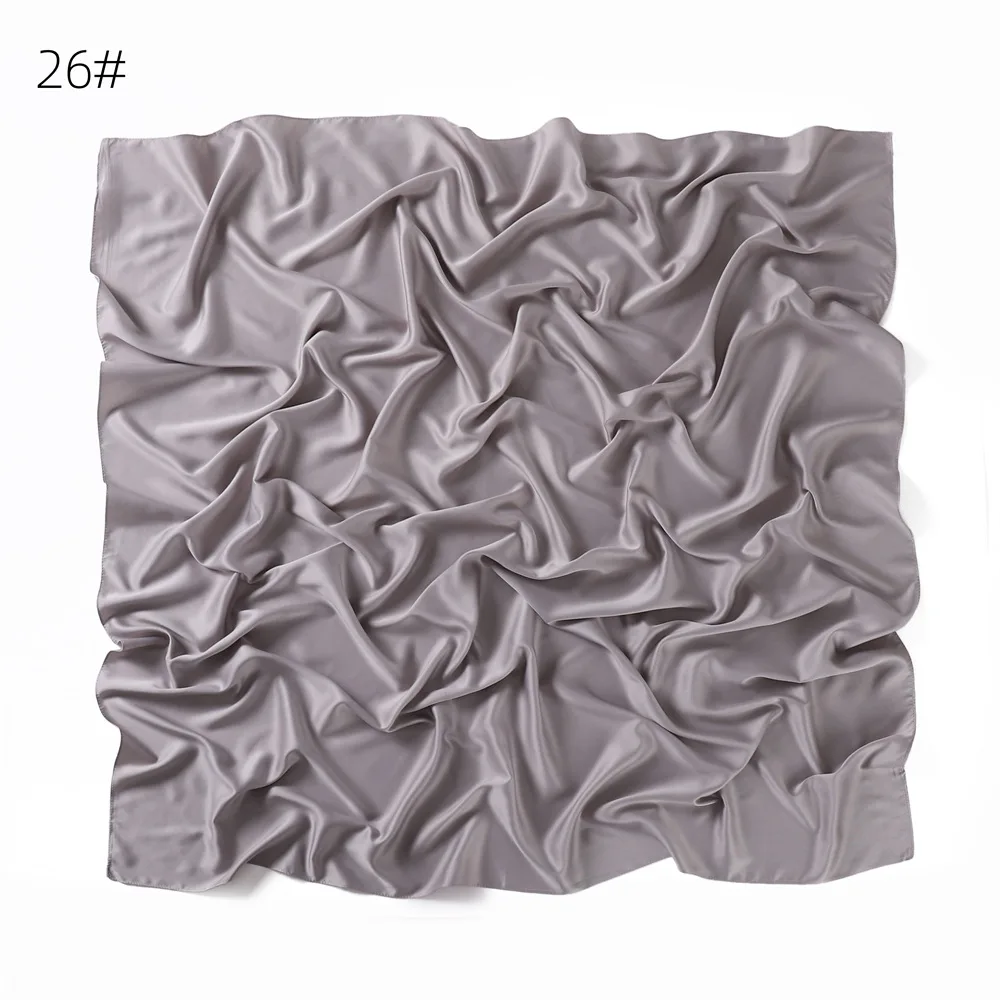 110*110CM Satin Silk Square Scarf For Women Muslim Hijab Shawl Headscarf Solid Headband Islamic Turban Bandana Bufandas Foulard