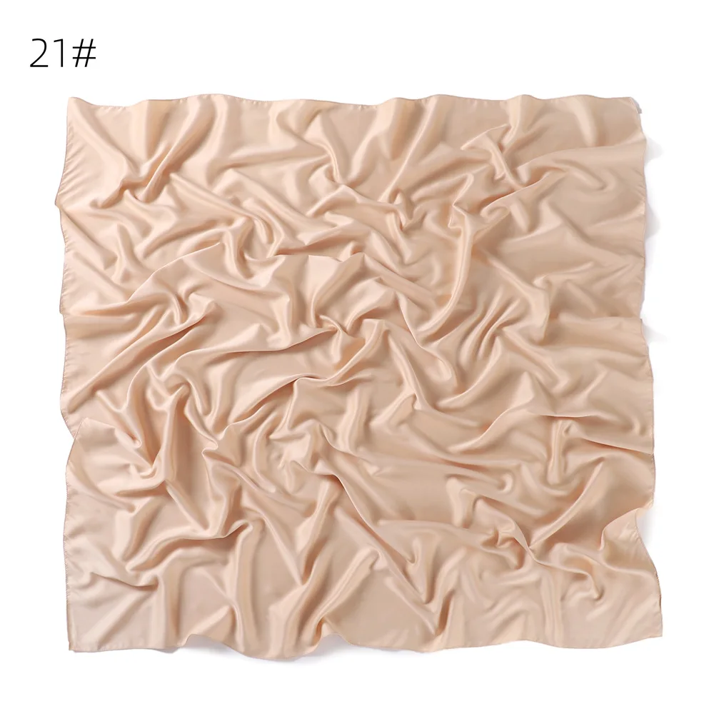 110*110CM Satin Silk Square Scarf For Women Muslim Hijab Shawl Headscarf Solid Headband Islamic Turban Bandana Bufandas Foulard