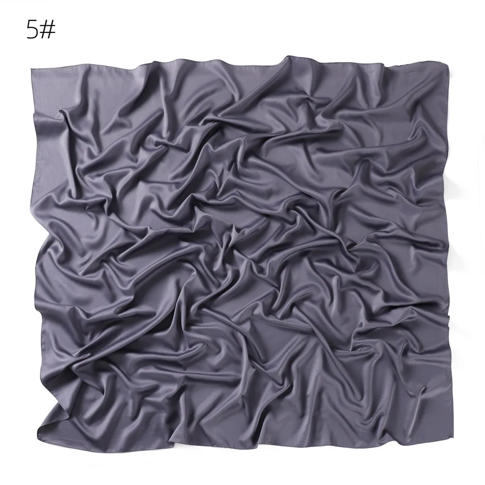 110*110CM Satin Silk Square Scarf For Women Muslim Hijab Shawl Headscarf Solid Headband Islamic Turban Bandana Bufandas Foulard