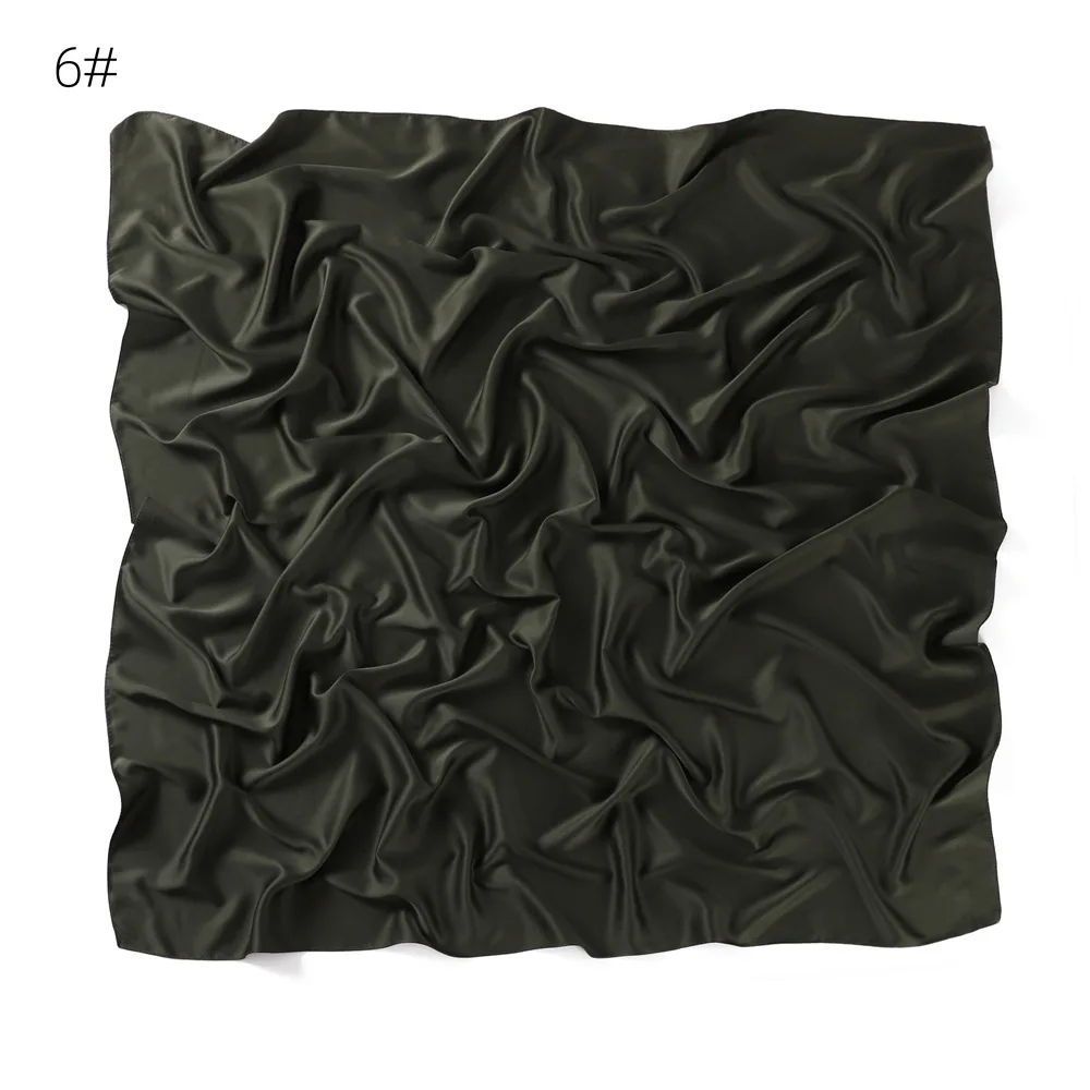 110*110CM Satin Silk Square Scarf For Women Muslim Hijab Shawl Headscarf Solid Headband Islamic Turban Bandana Bufandas Foulard