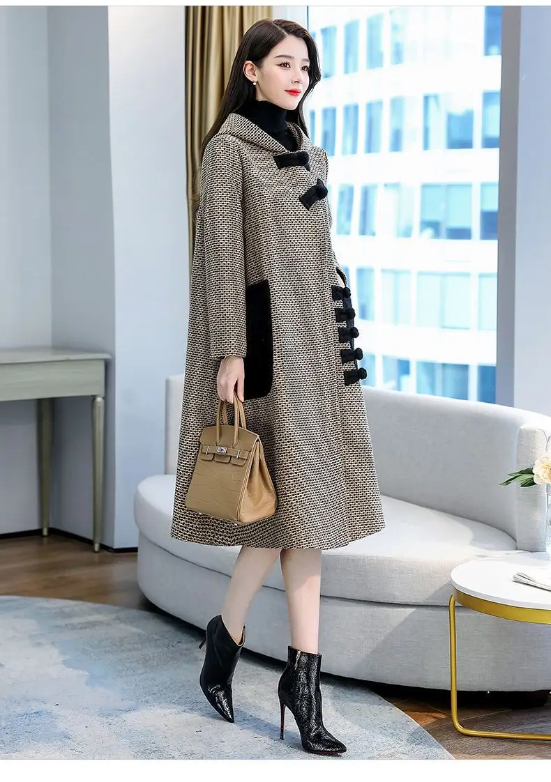 New Autumn Winter Woolen Jacket Female Outerwear Korean Fashion Loose Cape Coat Women's Overcoat Mid-Llength Tweed Casual Tops