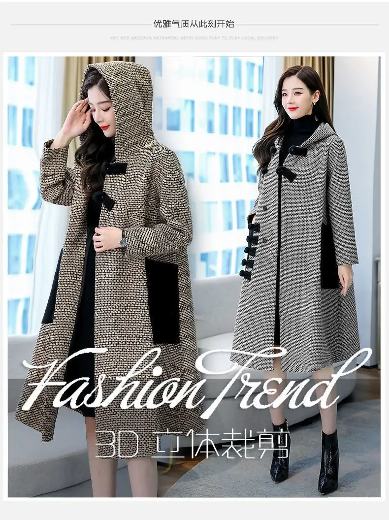 New Autumn Winter Woolen Jacket Female Outerwear Korean Fashion Loose Cape Coat Women's Overcoat Mid-Llength Tweed Casual Tops