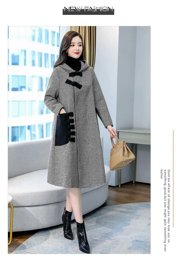 New Autumn Winter Woolen Jacket Female Outerwear Korean Fashion Loose Cape Coat Women's Overcoat Mid-Llength Tweed Casual Tops