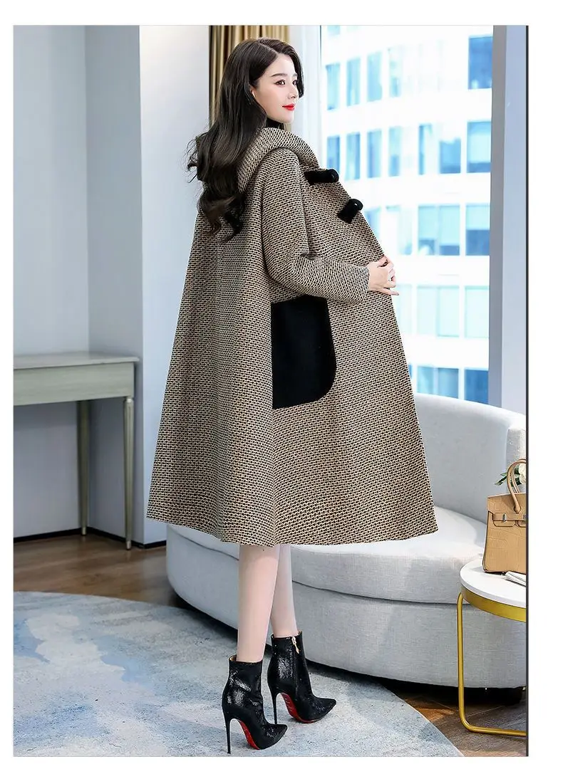 New Autumn Winter Woolen Jacket Female Outerwear Korean Fashion Loose Cape Coat Women's Overcoat Mid-Llength Tweed Casual Tops