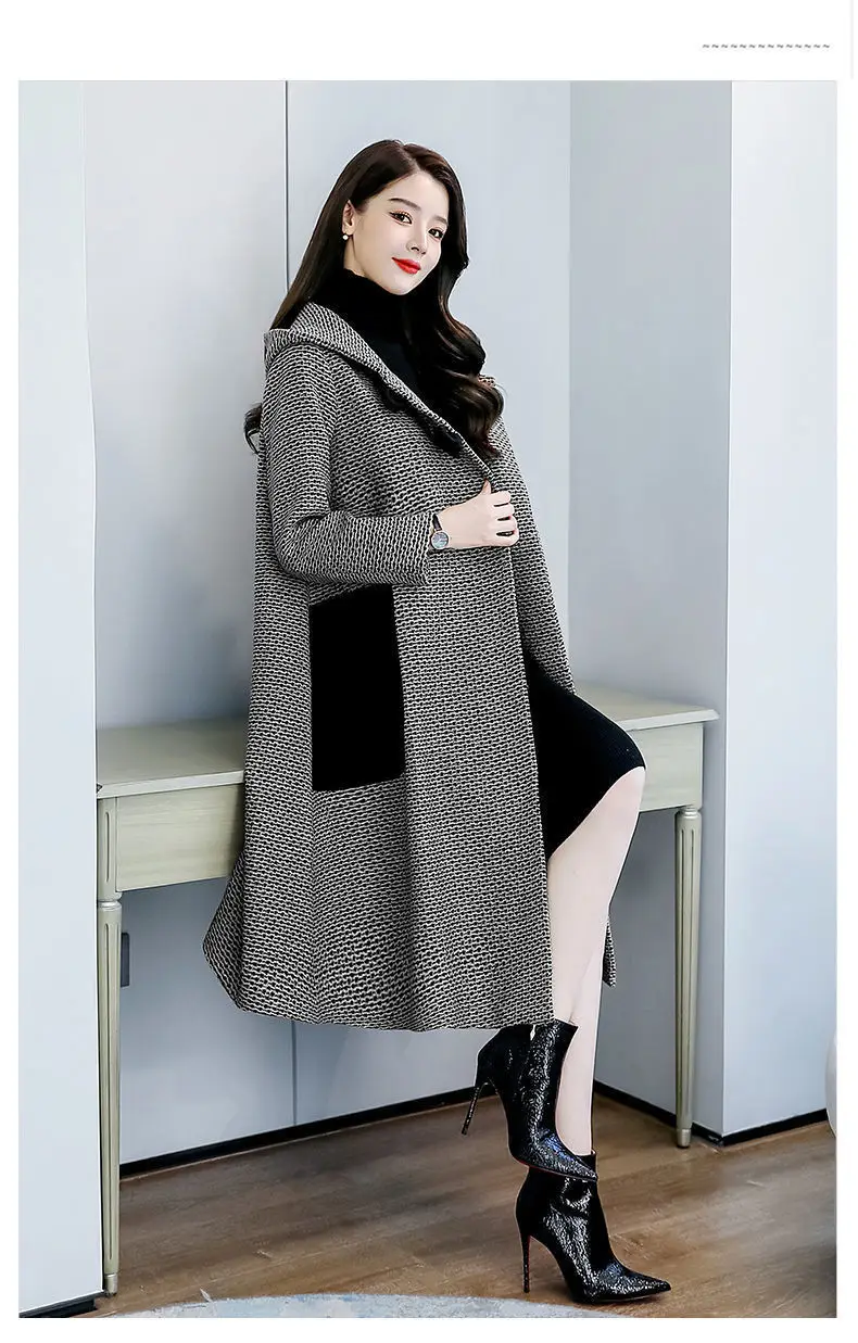New Autumn Winter Woolen Jacket Female Outerwear Korean Fashion Loose Cape Coat Women's Overcoat Mid-Llength Tweed Casual Tops