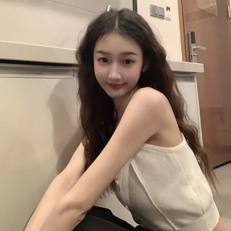 Tank Top Spaghetti Strap Women Summer Fashion 2026 Y2K Cute Korean Knitted Button Tight Casual Vest Crop Top Purple Camis Female