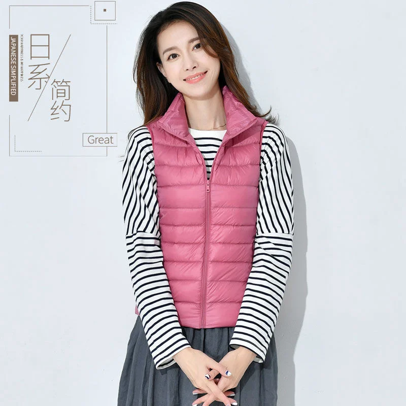 Autumn Winter Ultra-light Women Down Vest Jacket Sleeveless White Duck Down Warm Waistcoat Outerwear Coats for Woman Portable