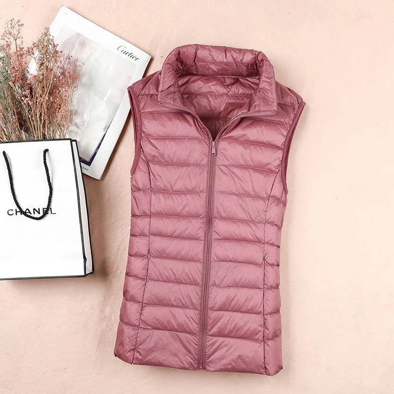 Autumn Winter Ultra-light Women Down Vest Jacket Sleeveless White Duck Down Warm Waistcoat Outerwear Coats for Woman Portable