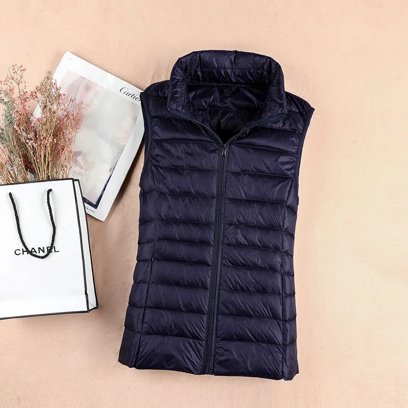 Autumn Winter Ultra-light Women Down Vest Jacket Sleeveless White Duck Down Warm Waistcoat Outerwear Coats for Woman Portable