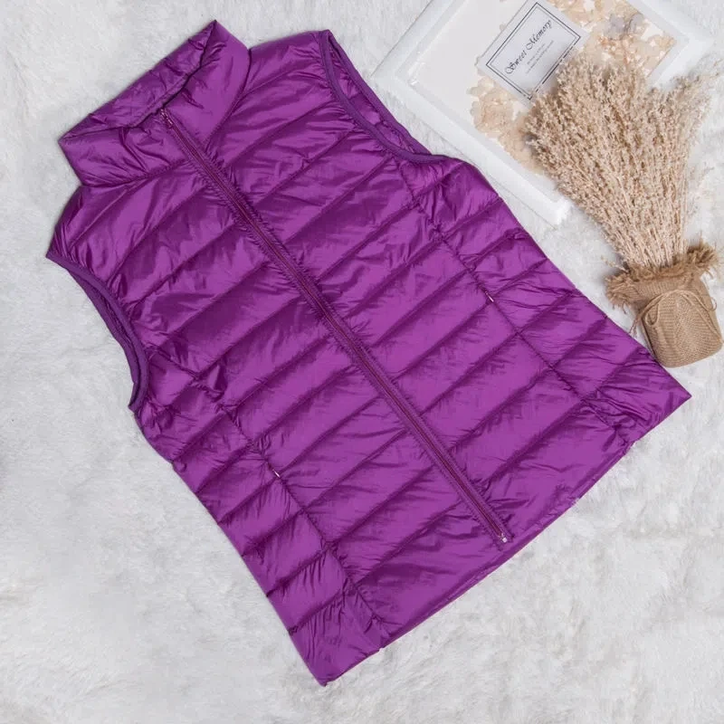 Autumn Winter Ultra-light Women Down Vest Jacket Sleeveless White Duck Down Warm Waistcoat Outerwear Coats for Woman Portable