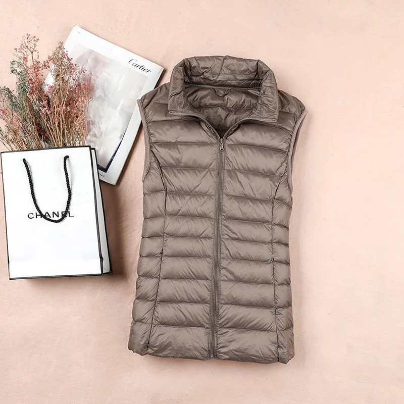 Autumn Winter Ultra-light Women Down Vest Jacket Sleeveless White Duck Down Warm Waistcoat Outerwear Coats for Woman Portable