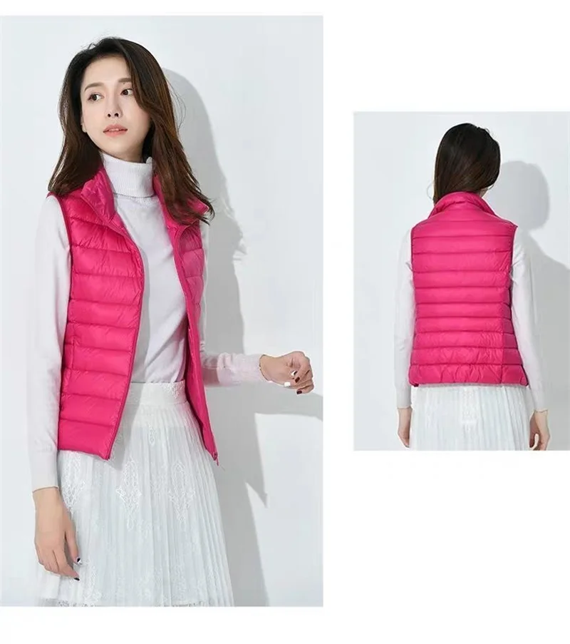 Autumn Winter Ultra-light Women Down Vest Jacket Sleeveless White Duck Down Warm Waistcoat Outerwear Coats for Woman Portable