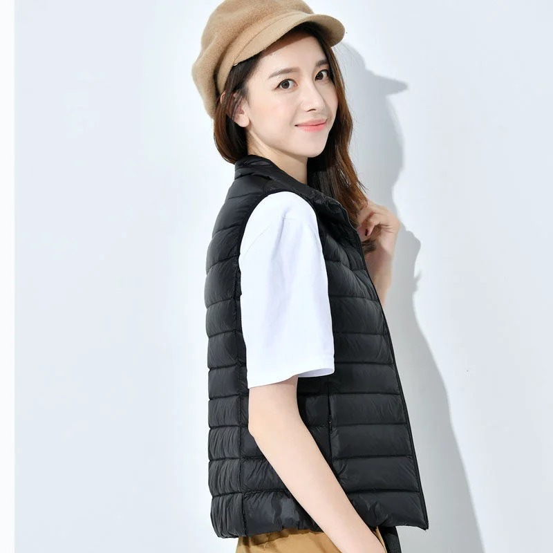 Autumn Winter Ultra-light Women Down Vest Jacket Sleeveless White Duck Down Warm Waistcoat Outerwear Coats for Woman Portable