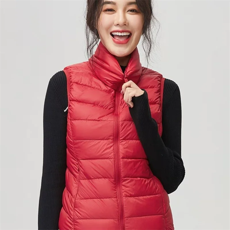 Autumn Winter Ultra-light Women Down Vest Jacket Sleeveless White Duck Down Warm Waistcoat Outerwear Coats for Woman Portable