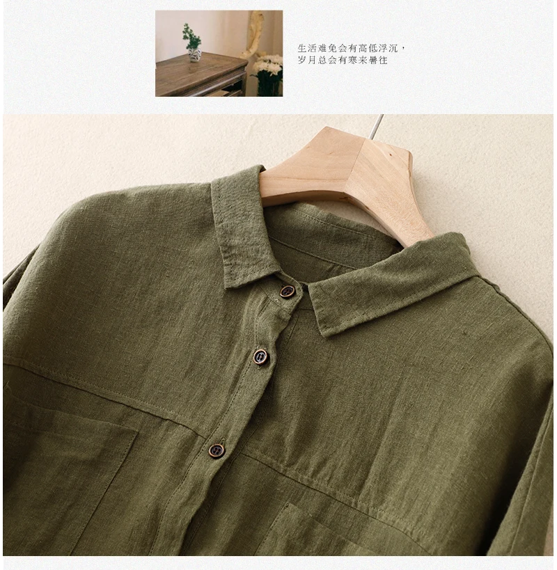 Women Long Sleeve Casual Shirt New Arrival 2023 Autumn Vintage Style Solid Color All-match Loose Female Cotton Tops Shirts B2936