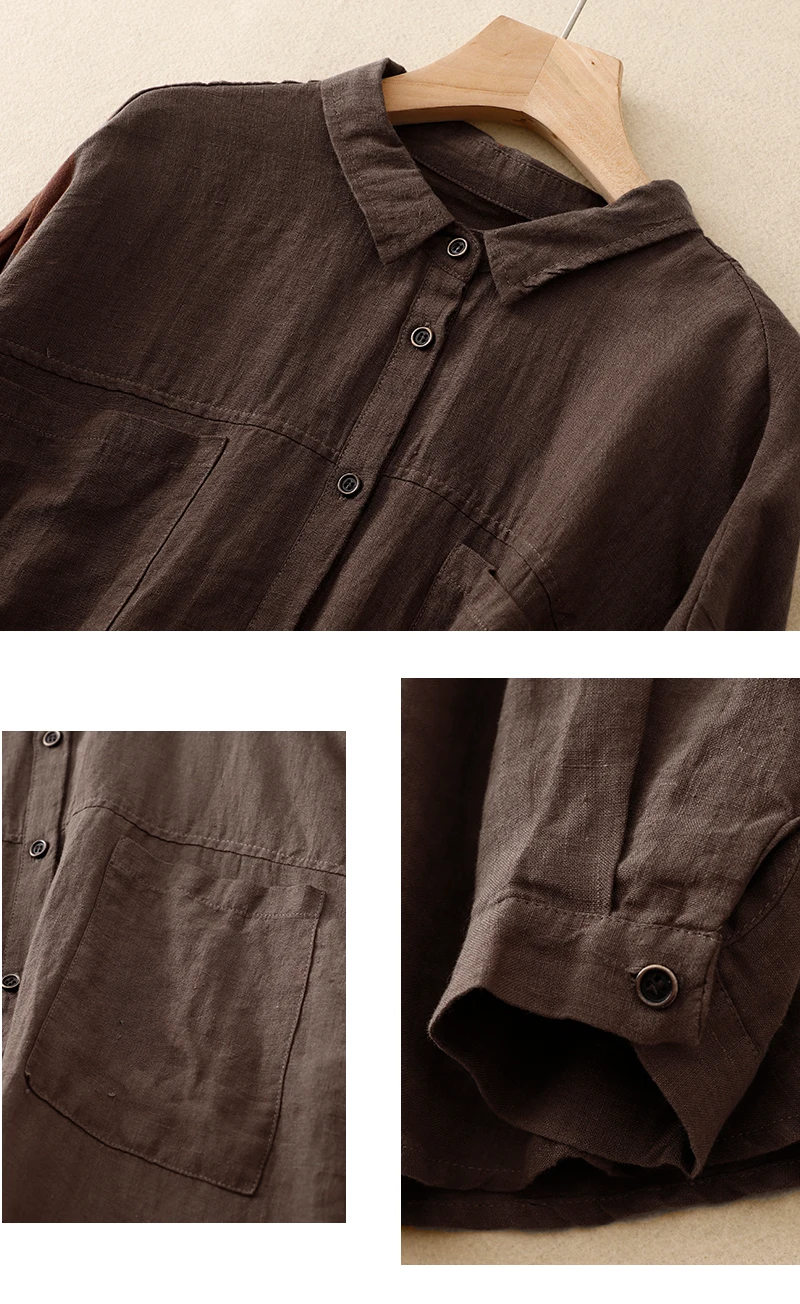 Women Long Sleeve Casual Shirt New Arrival 2023 Autumn Vintage Style Solid Color All-match Loose Female Cotton Tops Shirts B2936