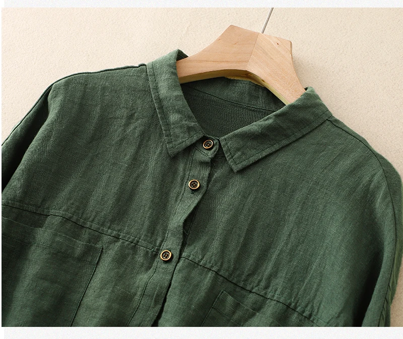 Women Long Sleeve Casual Shirt New Arrival 2023 Autumn Vintage Style Solid Color All-match Loose Female Cotton Tops Shirts B2936