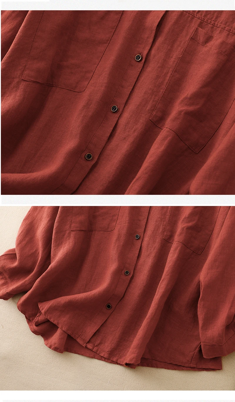Women Long Sleeve Casual Shirt New Arrival 2023 Autumn Vintage Style Solid Color All-match Loose Female Cotton Tops Shirts B2936