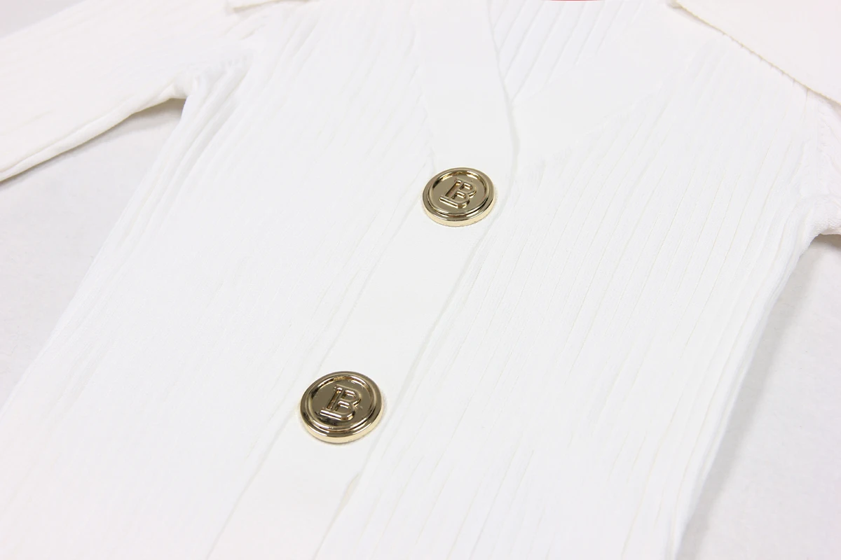 SML High Quality Fashion High Elastic Knitted Polo Collar B Button V-Neck Button Short Sleeve Slim Fit Casual Women's Cardigan