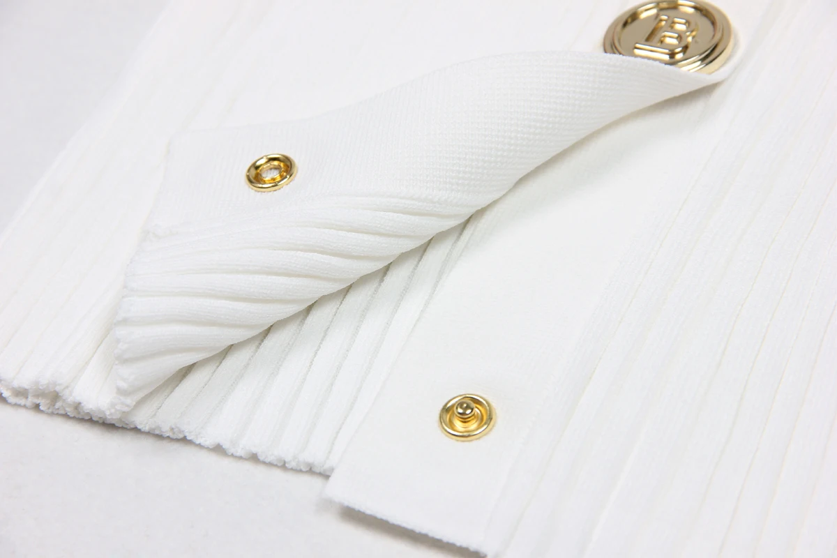 SML High Quality Fashion High Elastic Knitted Polo Collar B Button V-Neck Button Short Sleeve Slim Fit Casual Women's Cardigan