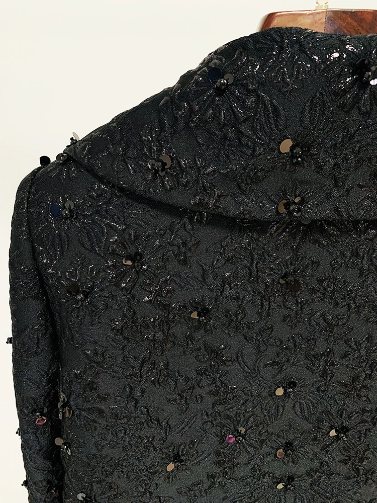 HIGH STREET Newest 2026 Runway Designer Jacket Women's Beaded Floral Jacquard Trimmed Jacket