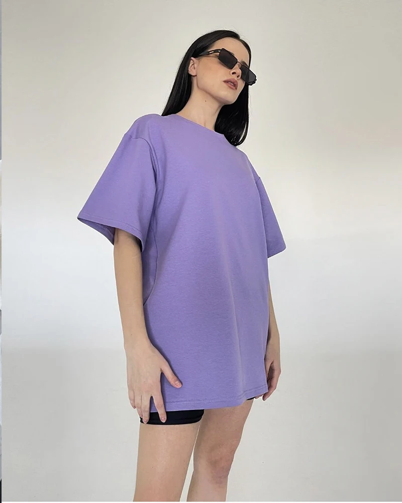 Hirsionsan 100% Cotton T Shirt Women 2024 Summer New Oversized Solid Tees Casual Basic Loose Tshirt Chic O Neck Female Tops