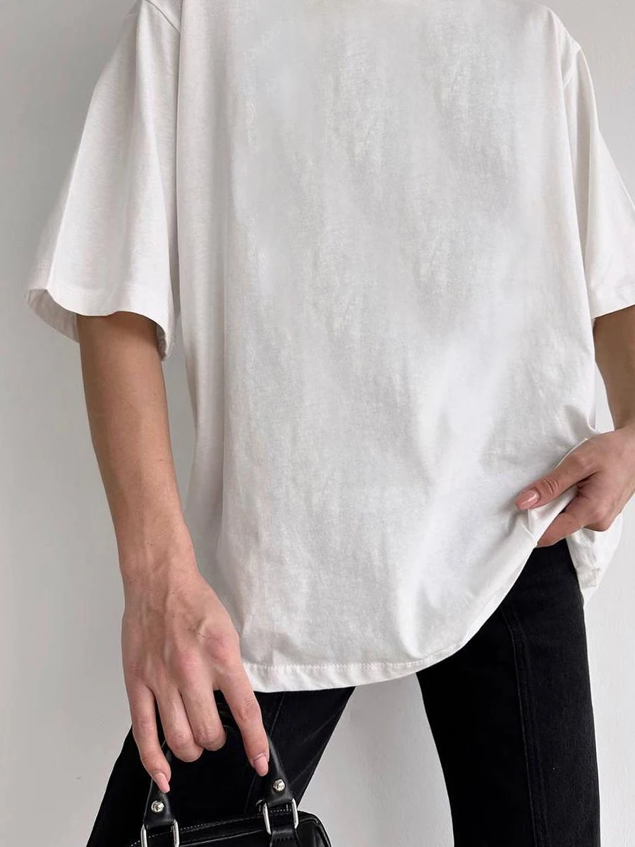 Hirsionsan 100% Cotton T Shirt Women 2024 Summer New Oversized Solid Tees Casual Basic Loose Tshirt Chic O Neck Female Tops