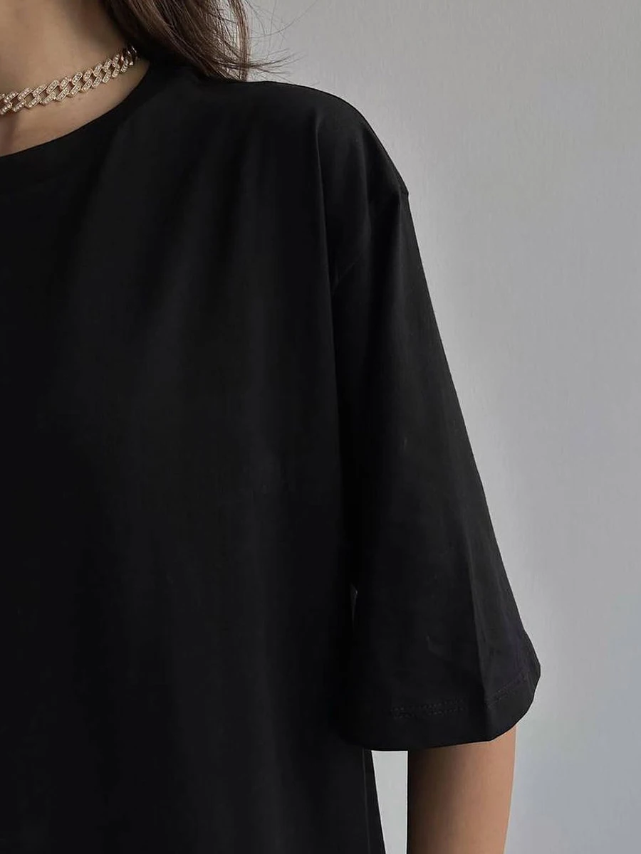 Hirsionsan 100% Cotton T Shirt Women 2024 Summer New Oversized Solid Tees Casual Basic Loose Tshirt Chic O Neck Female Tops