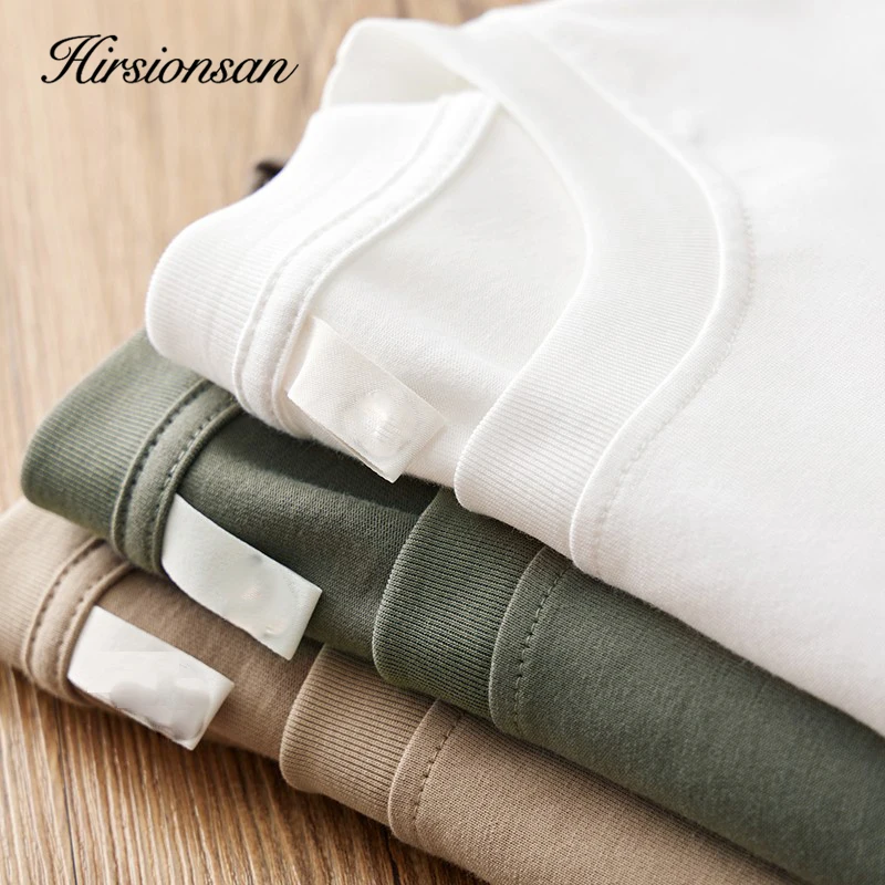 Hirsionsan 100% Cotton T Shirt Women 2024 Summer New Thick Basic Vintage Tee Casual Loose Tshirt High Quality Female Couple Tops