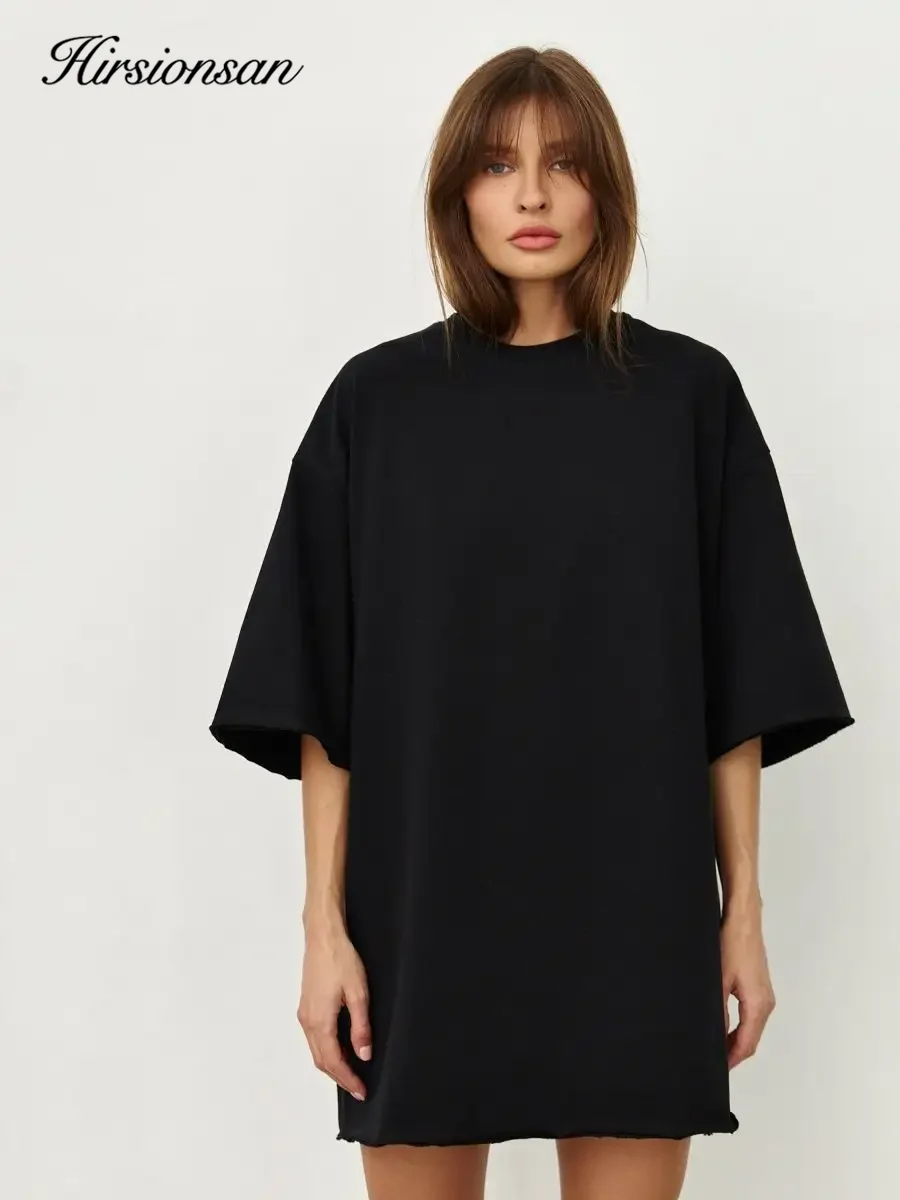 Hirsionsan 100% Cotton T Shirt Women 2024 Summer New Thick Basic Vintage Tee Casual Loose Tshirt High Quality Female Couple Tops