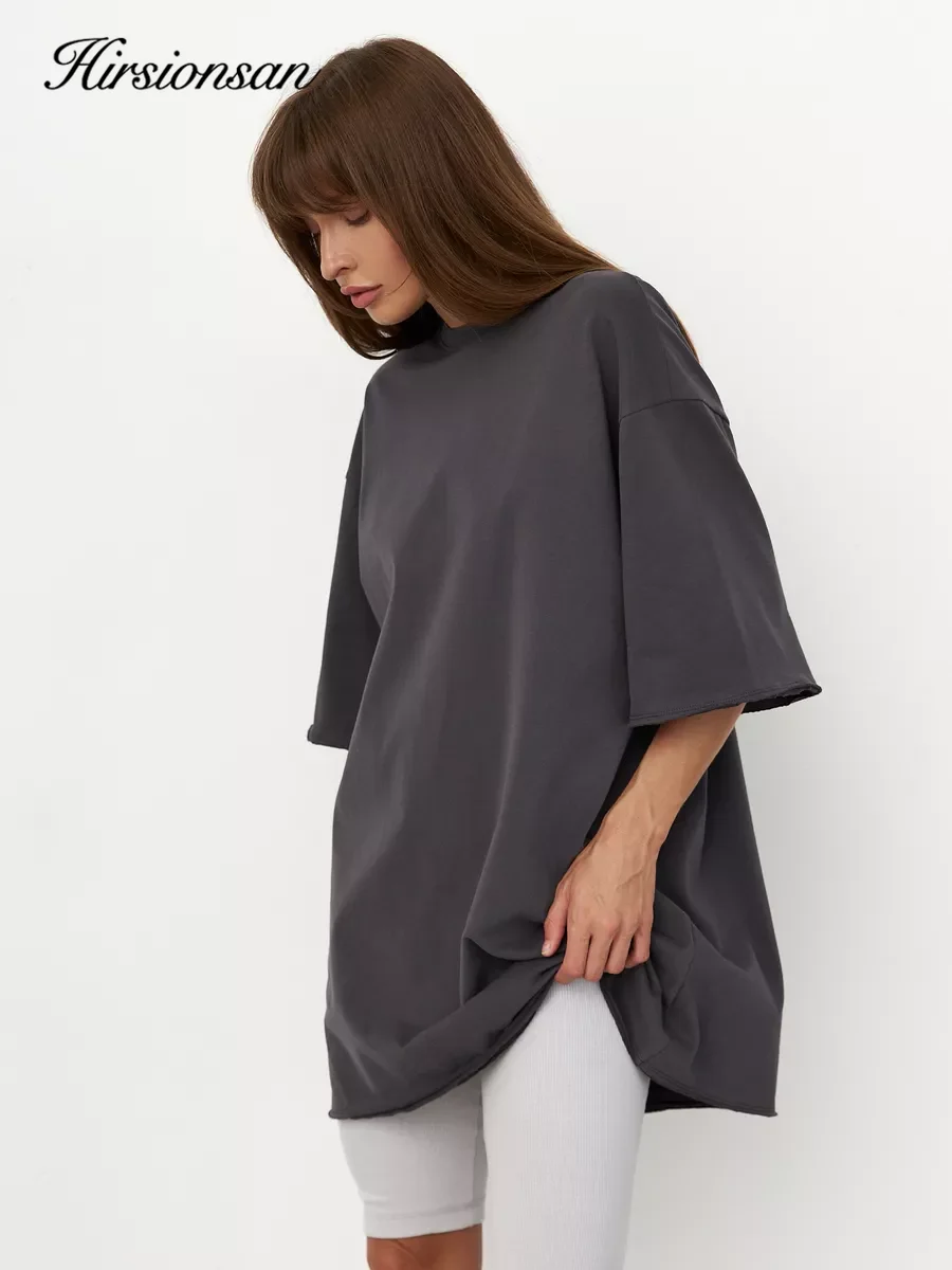 Hirsionsan 100% Cotton T Shirt Women 2024 Summer New Thick Basic Vintage Tee Casual Loose Tshirt High Quality Female Couple Tops