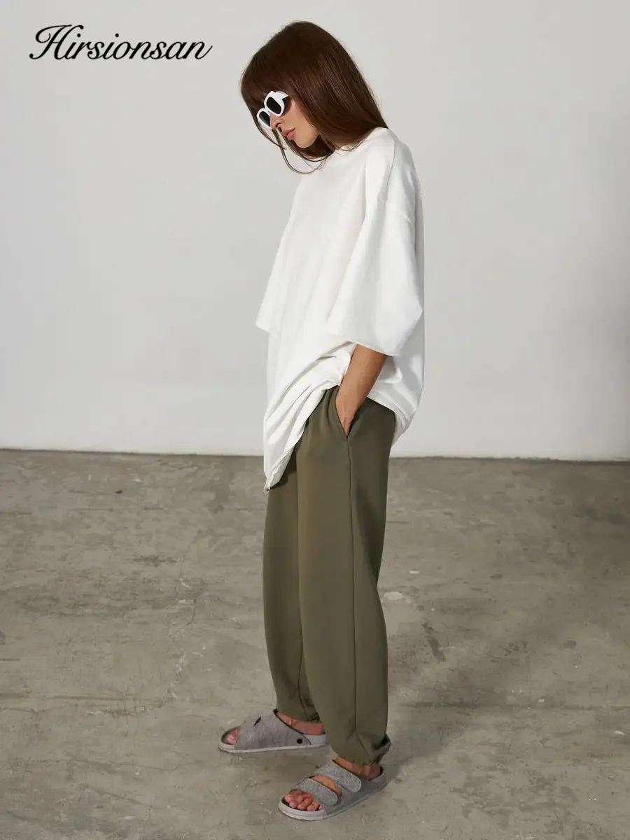 Hirsionsan 100% Cotton T Shirt Women 2024 Summer New Thick Basic Vintage Tee Casual Loose Tshirt High Quality Female Couple Tops