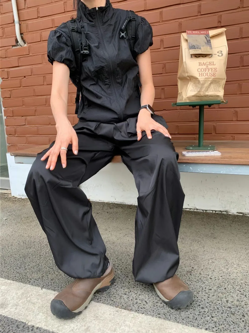 Karrram Japanese Y2k Cargo T-shirt Korean Popular Short Sleeve Zipper Tops Vintage 2000s Sun Protection Thin Jacket High Street